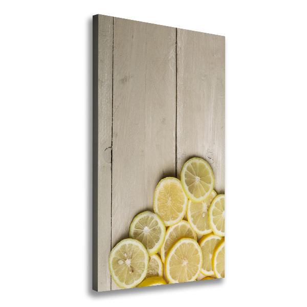 Quadro foto su tela verticale Limoni su legno