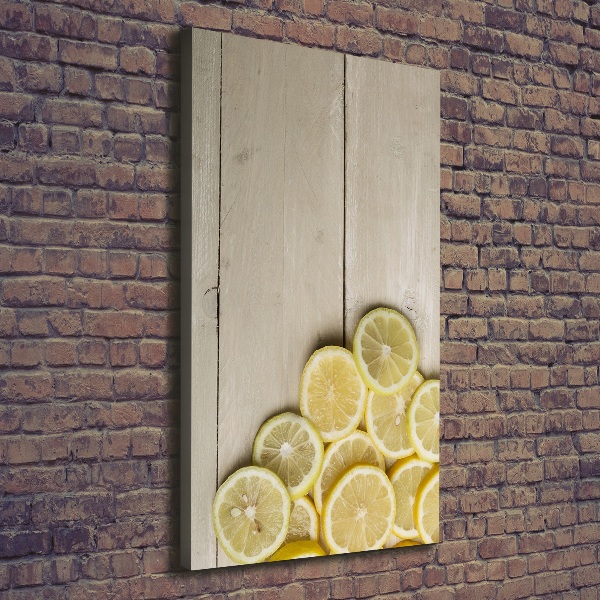 Quadro foto su tela verticale Limoni su legno
