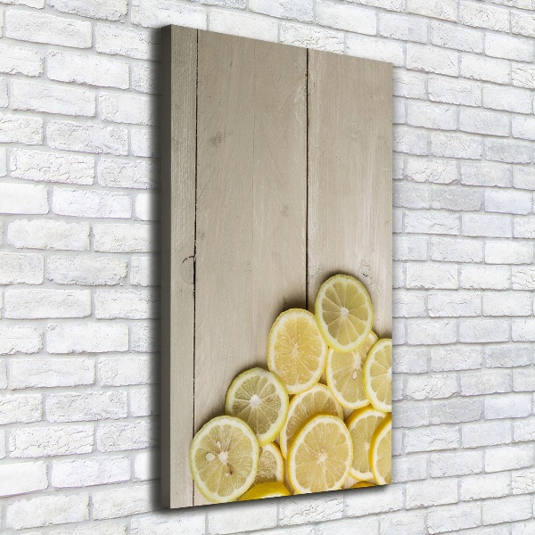 Quadro foto su tela verticale Limoni su legno