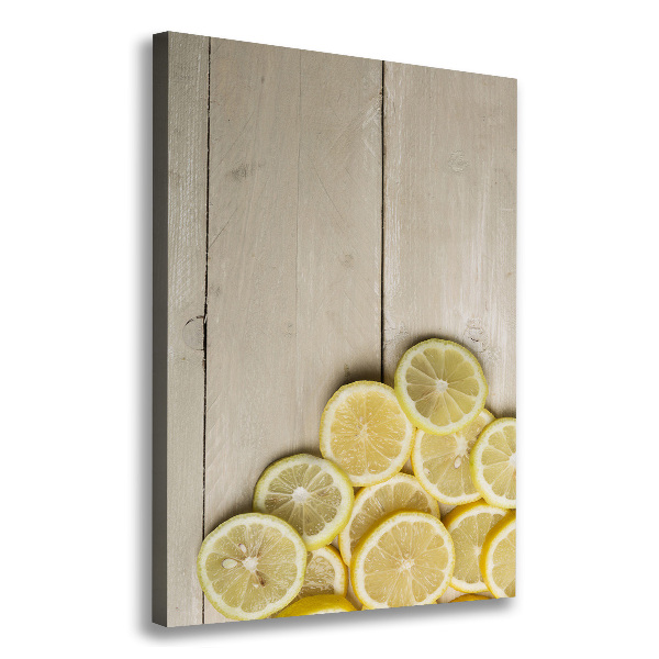Quadro foto su tela verticale Limoni su legno