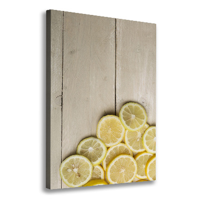 Quadro foto su tela verticale Limoni su legno