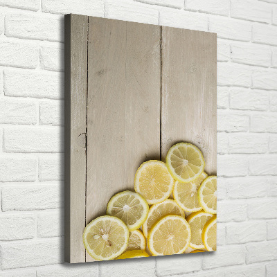 Quadro foto su tela verticale Limoni su legno