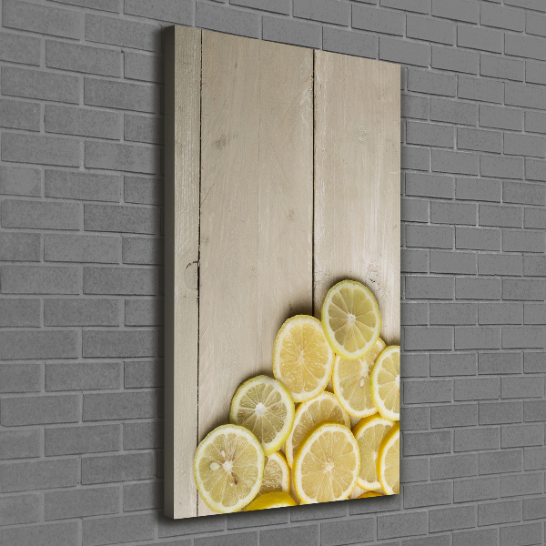 Quadro foto su tela verticale Limoni su legno