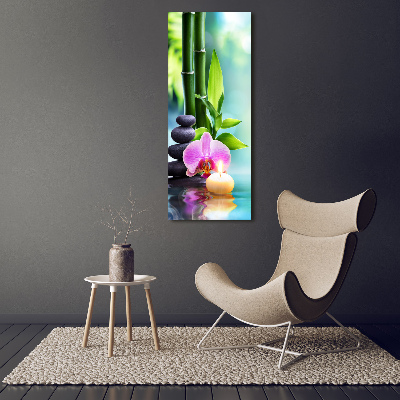 Quadro su tela canvas verticale Orchidea e bambù