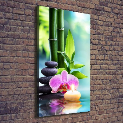 Quadro su tela canvas verticale Orchidea e bambù
