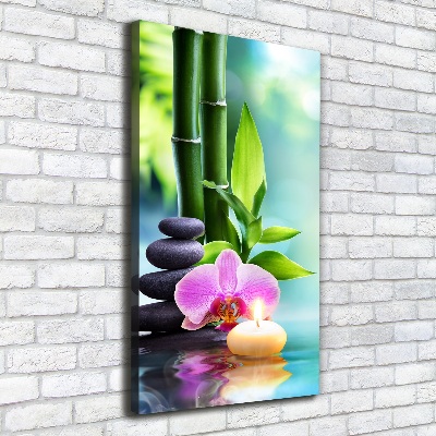 Quadro su tela canvas verticale Orchidea e bambù