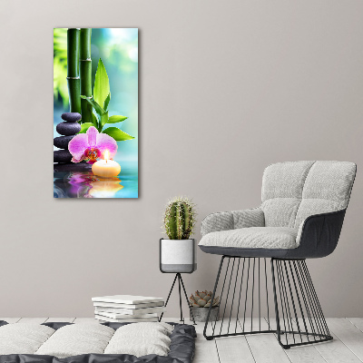 Quadro su tela canvas verticale Orchidea e bambù