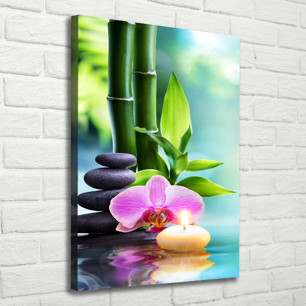 Quadro su tela canvas verticale Orchidea e bambù