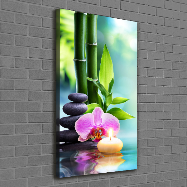 Quadro su tela canvas verticale Orchidea e bambù