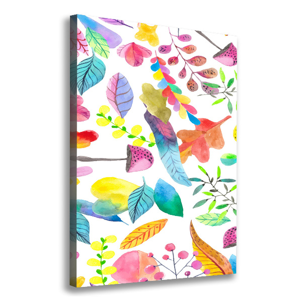 Quadro foto su tela verticale Foglie e funghi