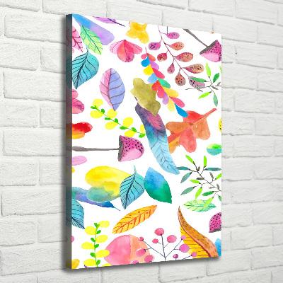 Quadro foto su tela verticale Foglie e funghi