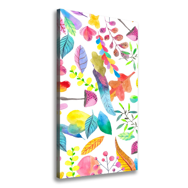 Quadro foto su tela verticale Foglie e funghi