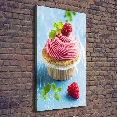 Quadro foto su tela verticale Cupcake al lampone