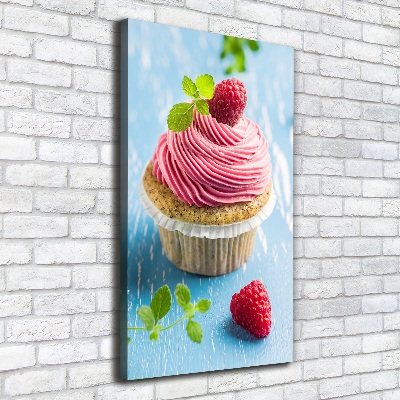Quadro foto su tela verticale Cupcake al lampone