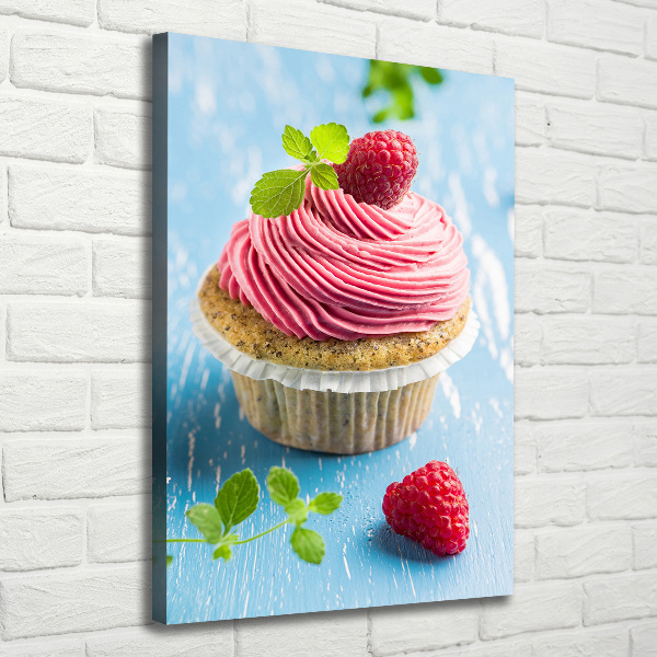 Quadro foto su tela verticale Cupcake al lampone