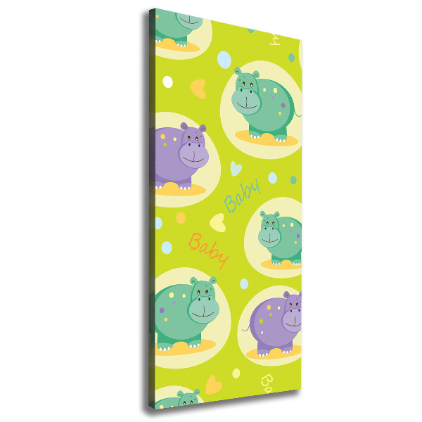 Quadro foto su tela verticale Ippopotami