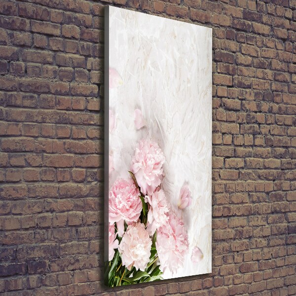 Quadro foto su tela verticale Peonie marmo