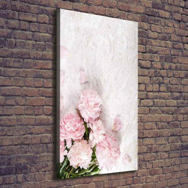 Quadro foto su tela verticale Peonie marmo