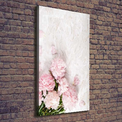 Quadro foto su tela verticale Peonie marmo