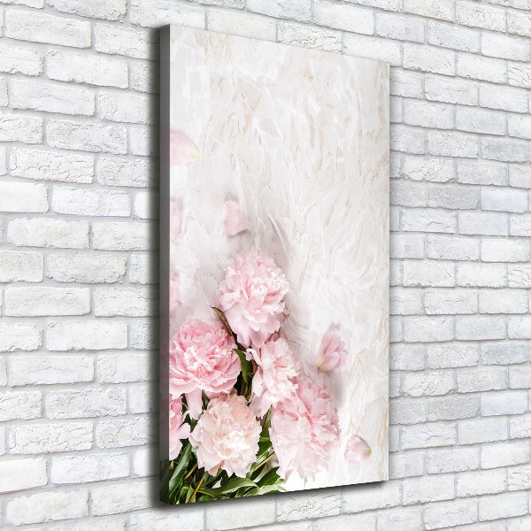 Quadro foto su tela verticale Peonie marmo
