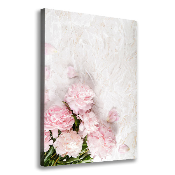 Quadro foto su tela verticale Peonie marmo