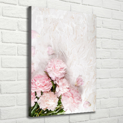 Quadro foto su tela verticale Peonie marmo