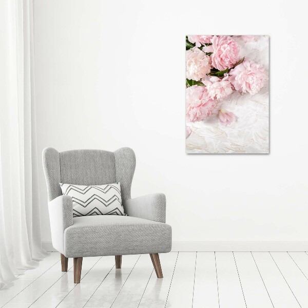 Quadro foto su tela verticale Peonie marmo
