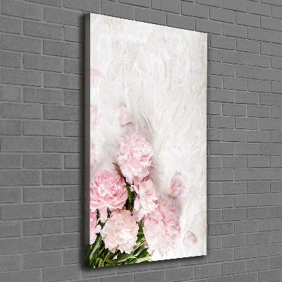 Quadro foto su tela verticale Peonie marmo