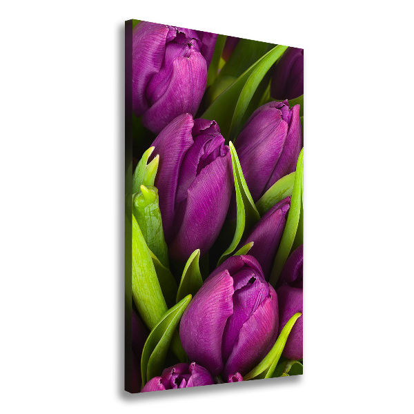 Quadro su tela canvas verticale Tulipani viola
