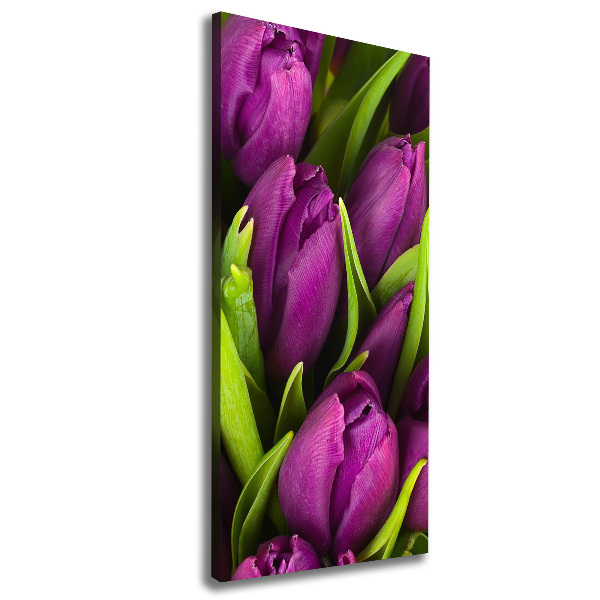 Quadro su tela canvas verticale Tulipani viola