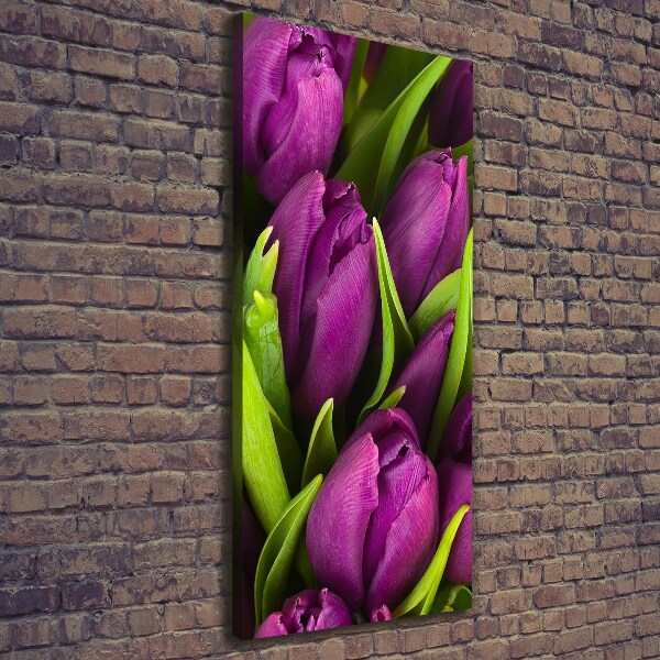 Quadro su tela canvas verticale Tulipani viola