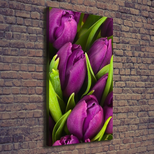 Quadro su tela canvas verticale Tulipani viola