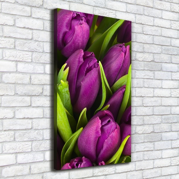 Quadro su tela canvas verticale Tulipani viola