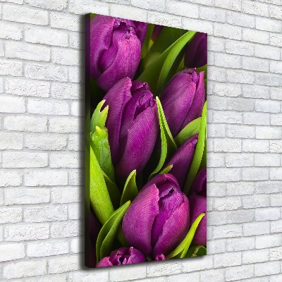 Quadro su tela canvas verticale Tulipani viola