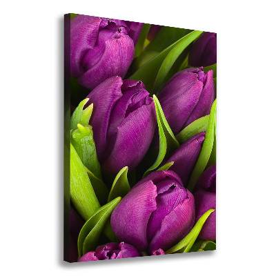 Quadro su tela canvas verticale Tulipani viola