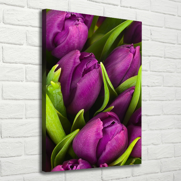 Quadro su tela canvas verticale Tulipani viola