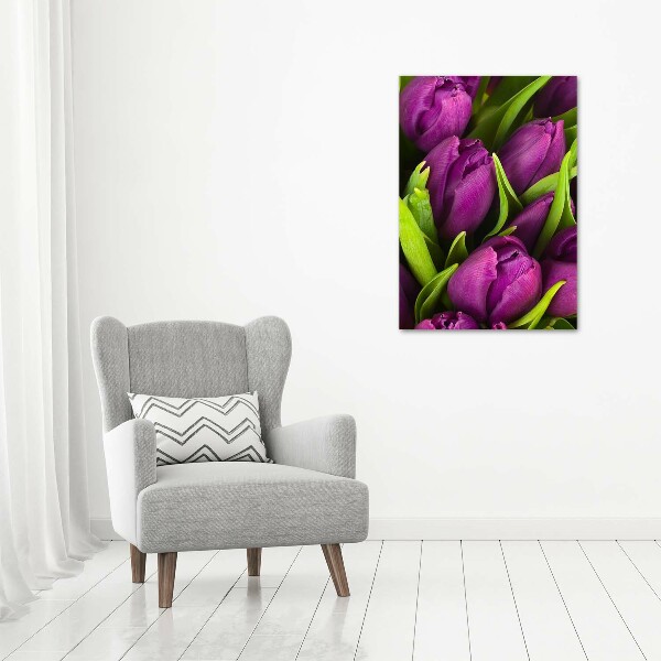 Quadro su tela canvas verticale Tulipani viola