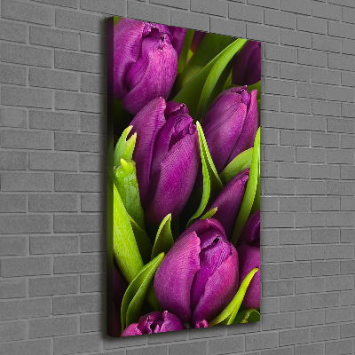 Quadro su tela canvas verticale Tulipani viola