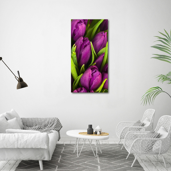 Quadro su tela canvas verticale Tulipani viola