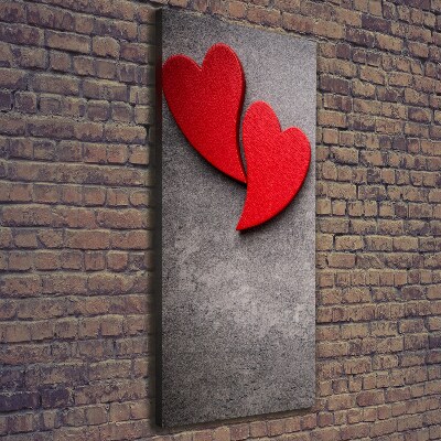 Quadro foto su tela verticale Cuori rossi
