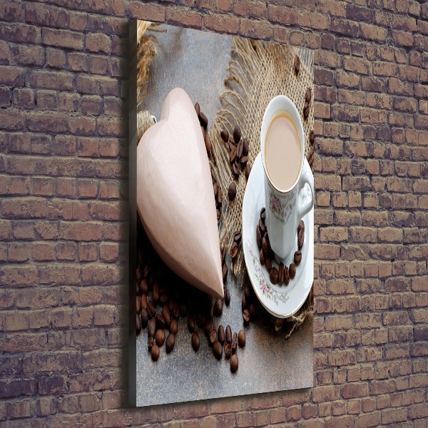 Quadro su tela canvas verticale Caffè e cuore