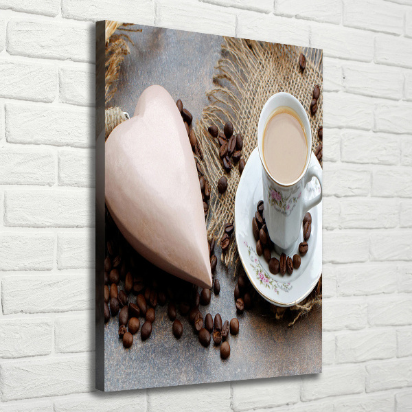 Quadro su tela canvas verticale Caffè e cuore