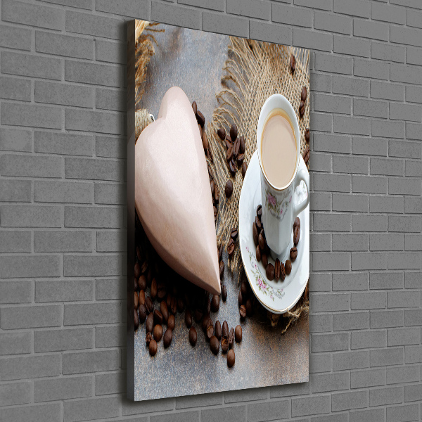 Quadro su tela canvas verticale Caffè e cuore
