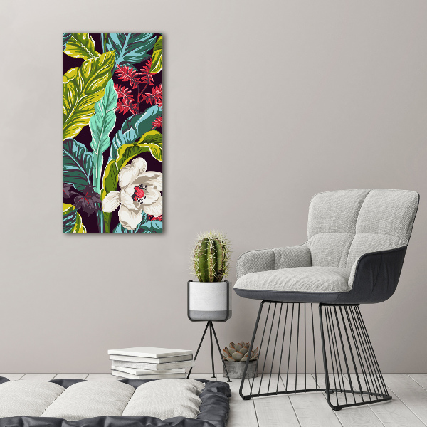 Quadro su tela canvas verticale Fiori tropicali