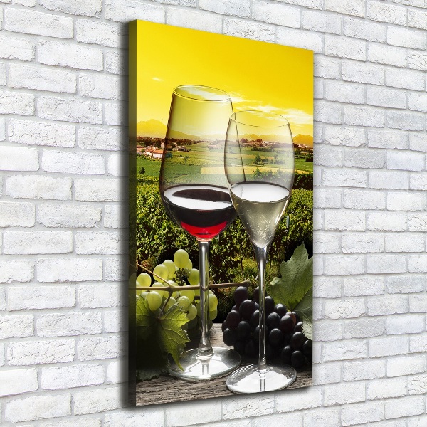 Quadro su tela canvas verticale Vino e uva