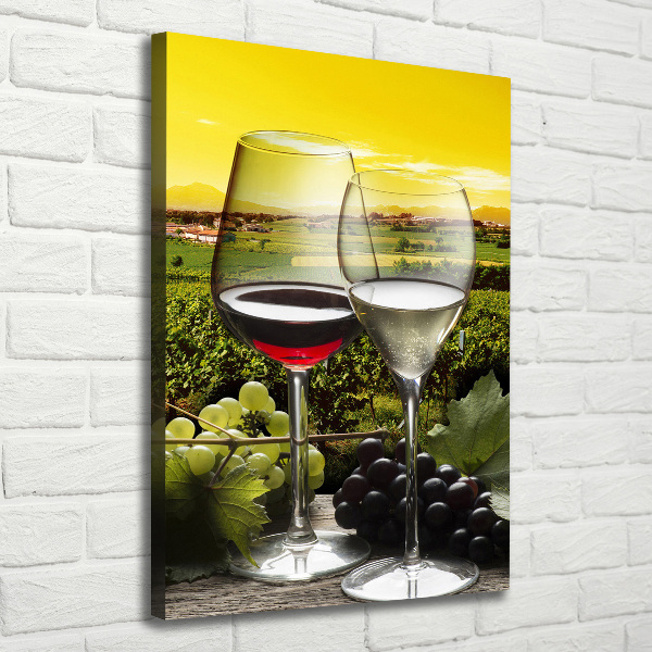 Quadro su tela canvas verticale Vino e uva