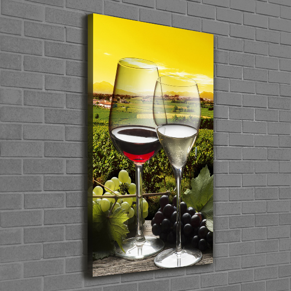 Quadro su tela canvas verticale Vino e uva