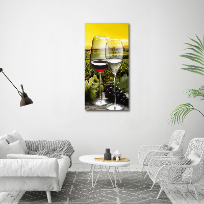 Quadro su tela canvas verticale Vino e uva