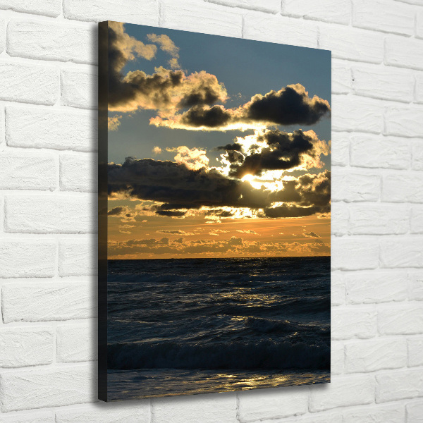 Quadro foto su tela verticale Mare al tramonto