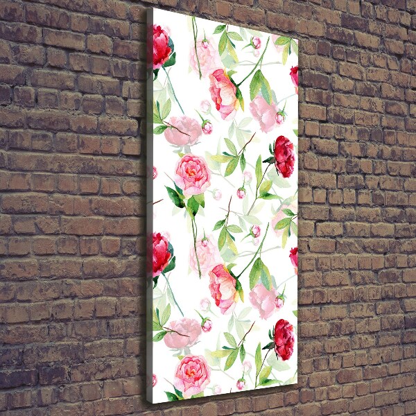 Quadro foto su tela verticale Rose e peonie